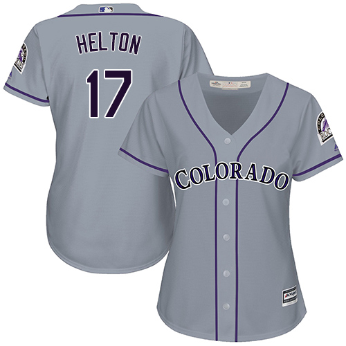 Rockies #17 Todd Helton Grey Road Women's Stitched MLB Jersey